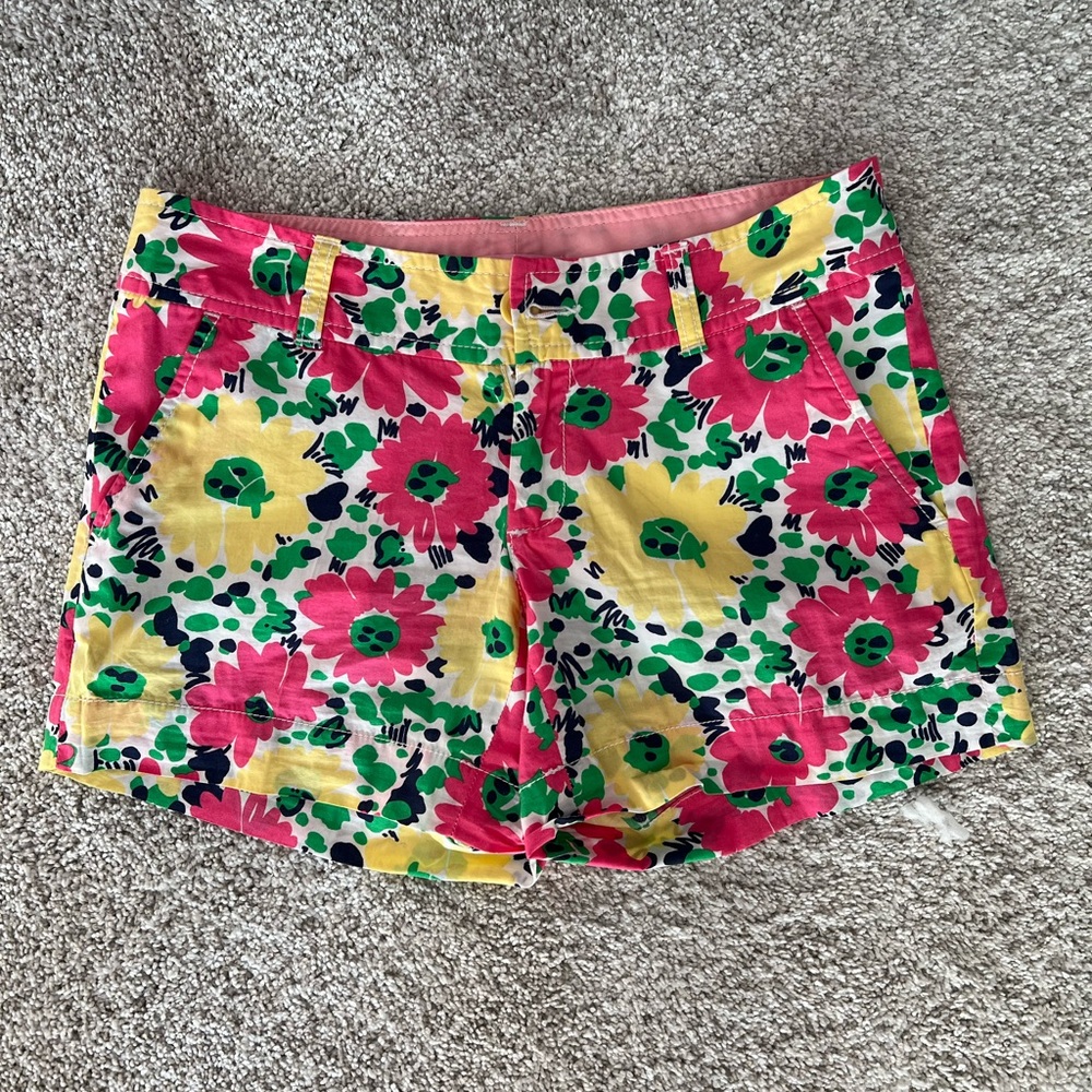 Lily Pulitzer Pink and Yellow Floral Shorts. Size 0.